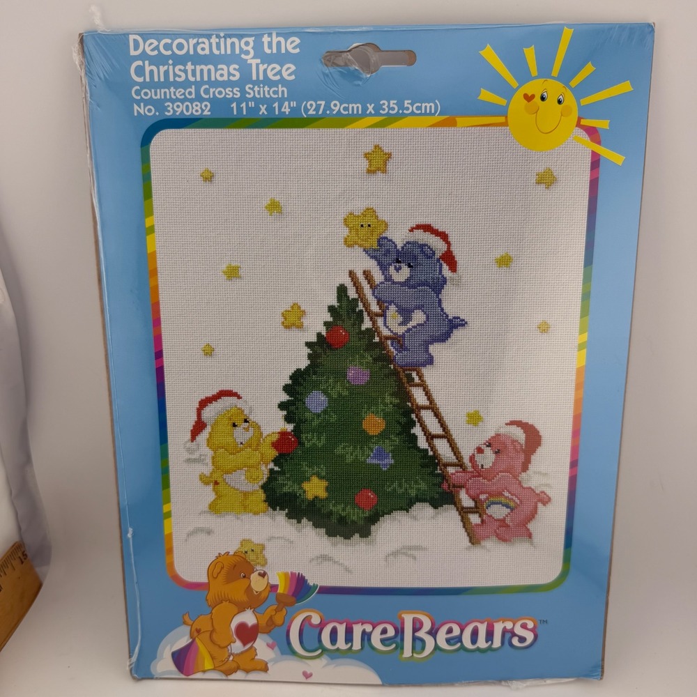 MCG Textiles Unisex 11x14 Blue Care Bears Christmas Tree Cross Stitch Kit 39082